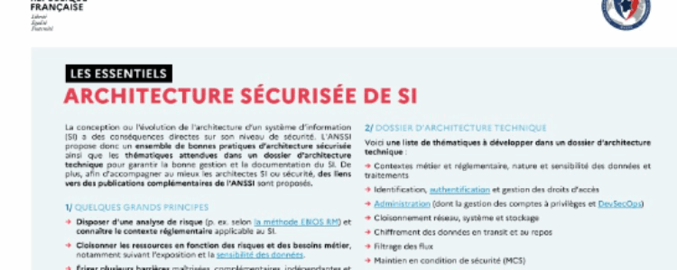 Architecture sécurisée des systèmes d’information : les bonnes pratiques de l’ANSSI