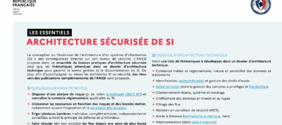 Architecture sécurisée des systèmes d’information : les bonnes pratiques de l’ANSSI