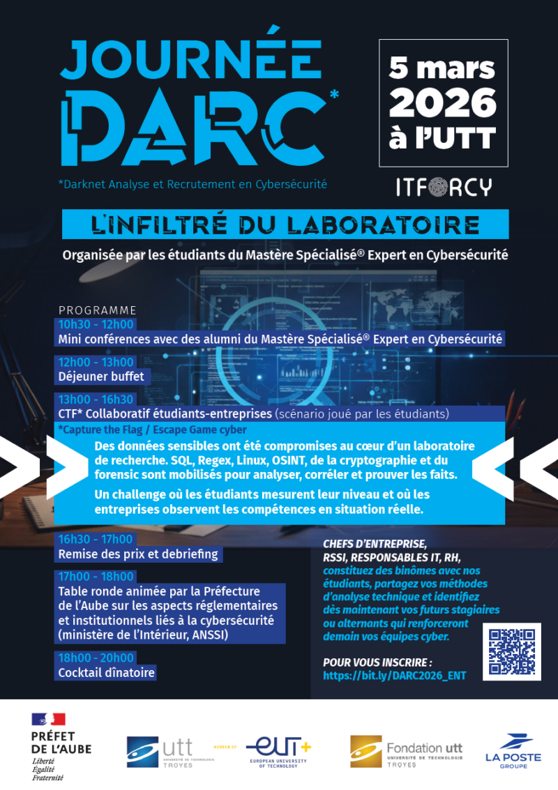 Journée cybersécurité UTT 2026 – DARC : CTF collaboratif et recrutement cyber